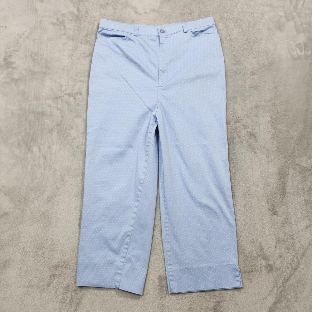 Vintage Shaver Lake Pants Womens 8 Blue Polka Dot Capri Crop Straight Stretch